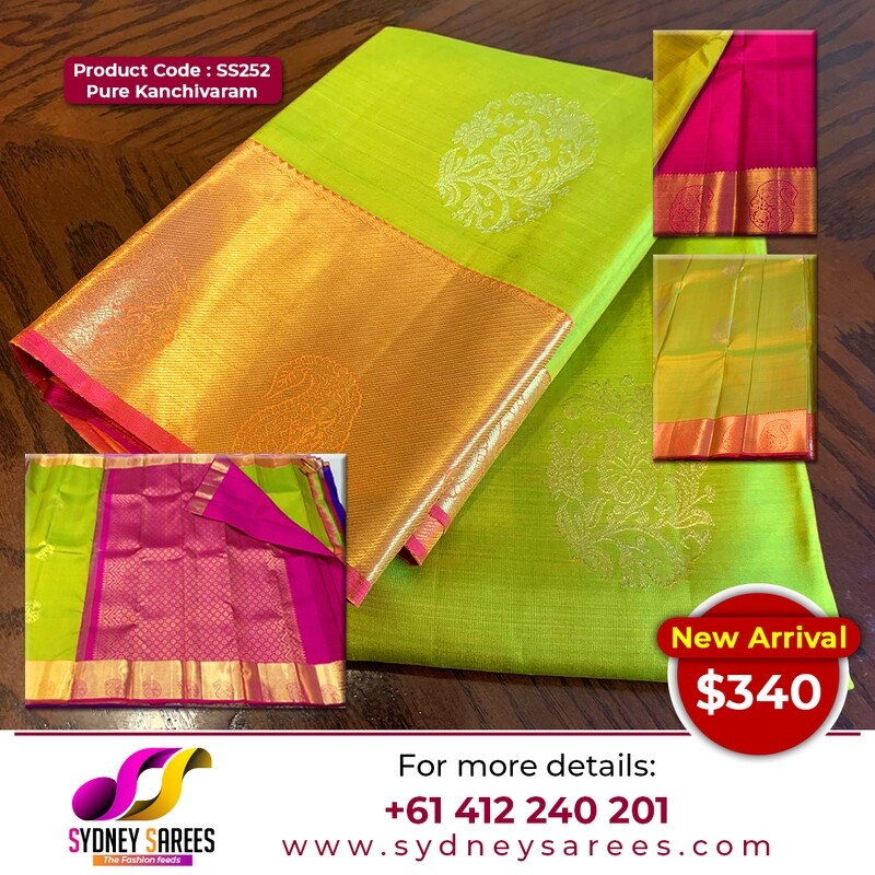 Parrot green Kanchivaram Saree
