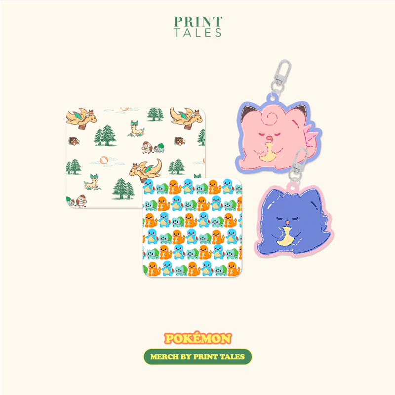 Pokemon Screen Cleaner, Towels, and Acrylic Keyrings