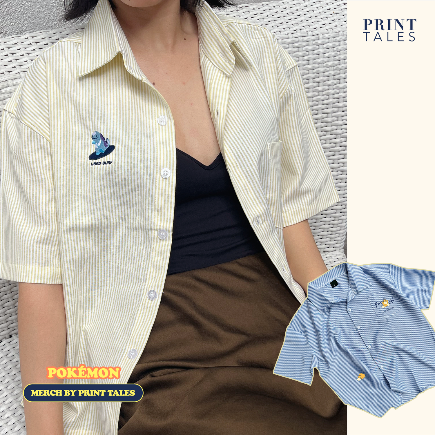 Pokemon Button Down Shirt and Sling Bag