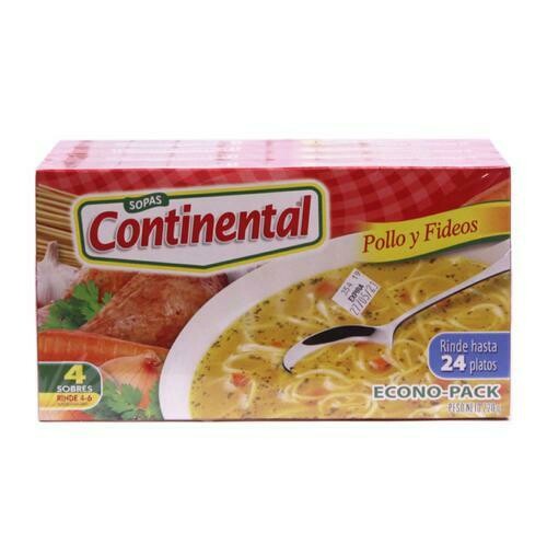 Continental Sopa Pollo y Fideos 4 unidades/220g
