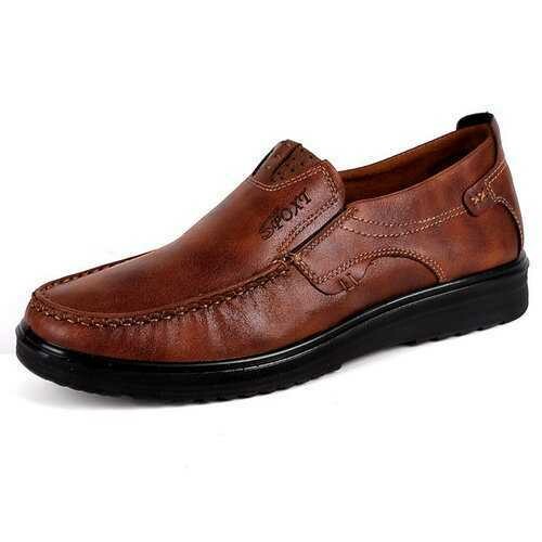 menico men large size cow leather slip on soft casual shoes
