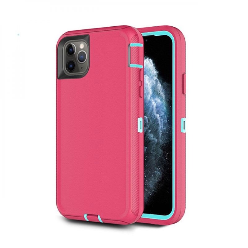 iPhone 11 Pro Max Heavy Duty Defender Case - PINK / WHITE