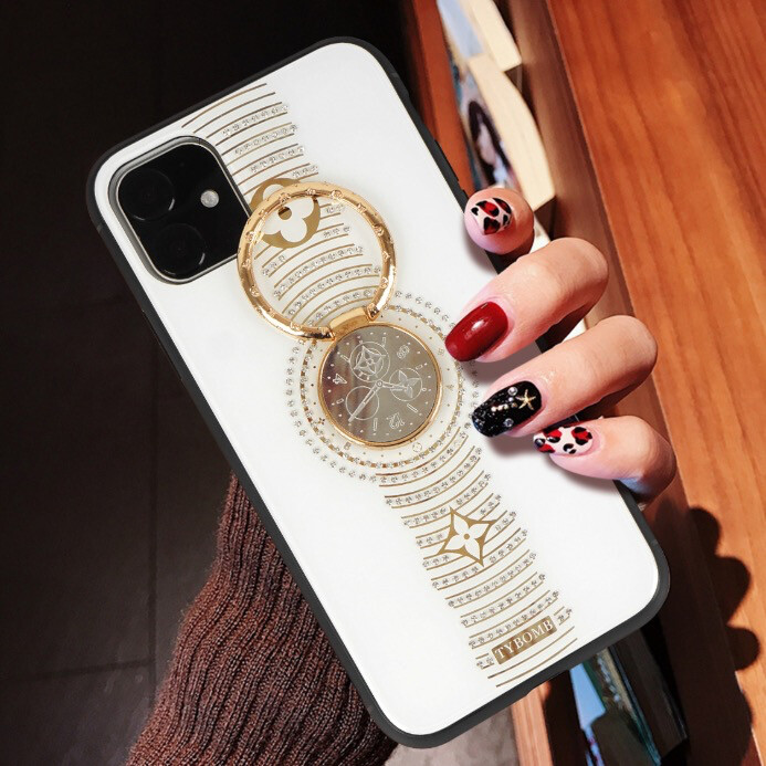 Phone 11 Pro Female Diamond Confession  Ring Case White