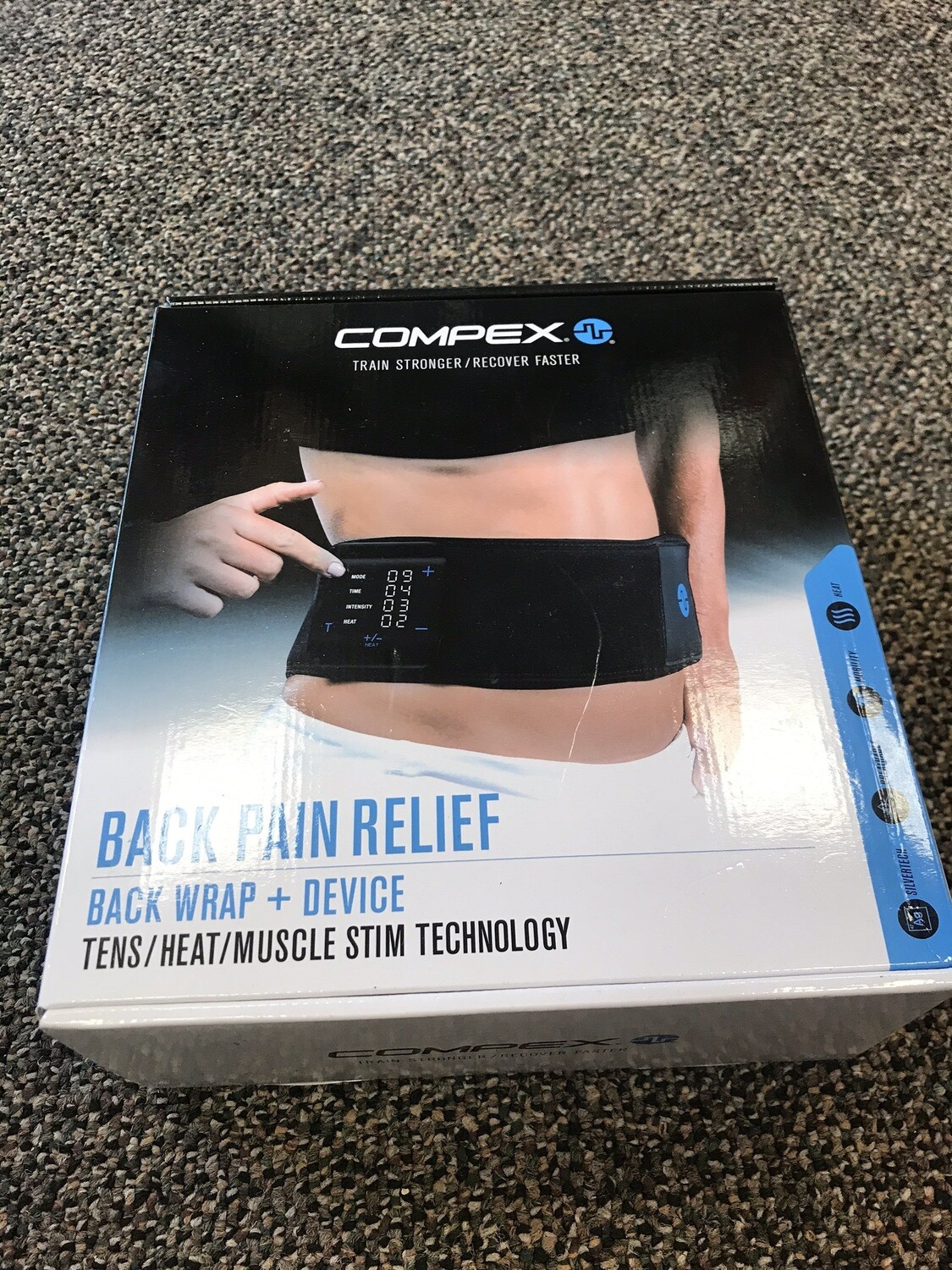 Compex Back Pain Relief Wrap Tens Device Heat &amp; Muscle Stim Technology