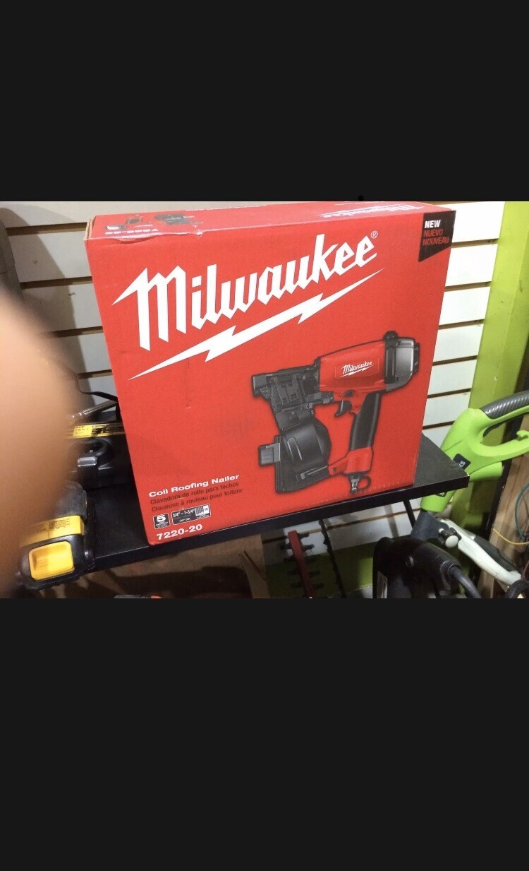 Milwaukee 7220-20 Pneumatic 1-3/4 in. 15 Degree Coil Roofing Nailer