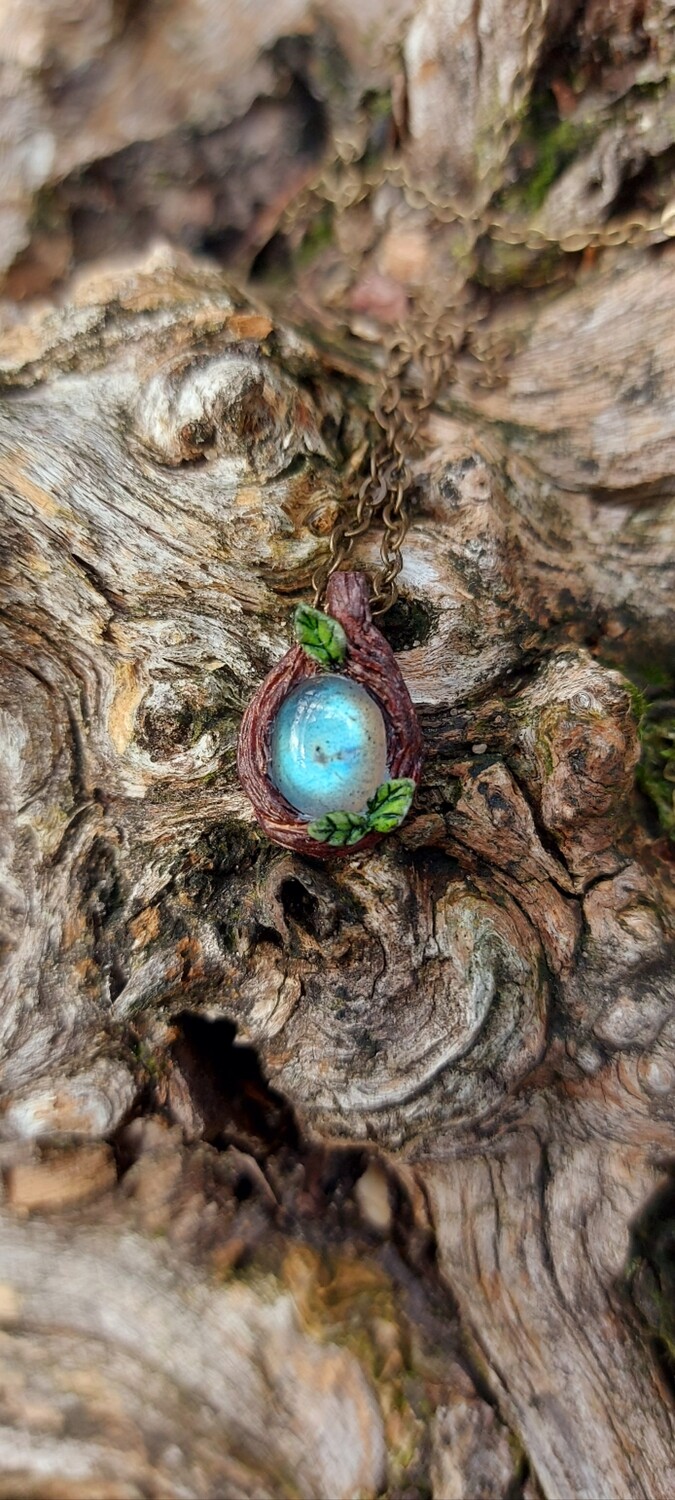 wood crystal pendant