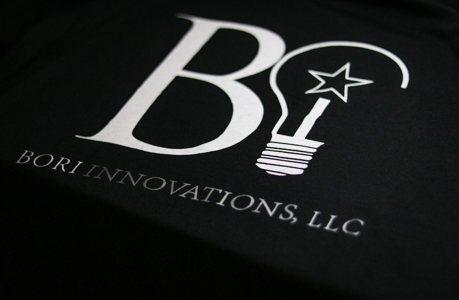Bori Innovations Black T-Shirt White Matt Logo Silver Innovations