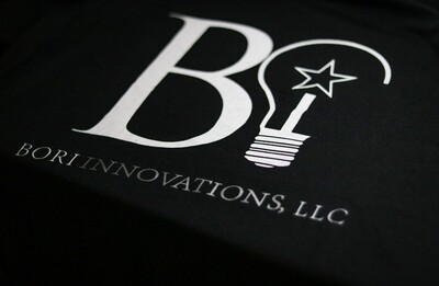 Bori Innovations Black T-Shirt White Matt Logo Silver Innovations