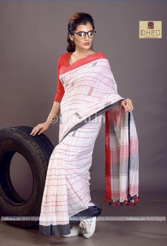 KHADI CHECK BOX SAREE