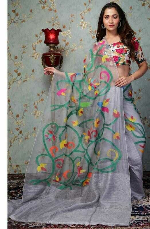 MUTKA MUSLIN JAMDANI SAREE