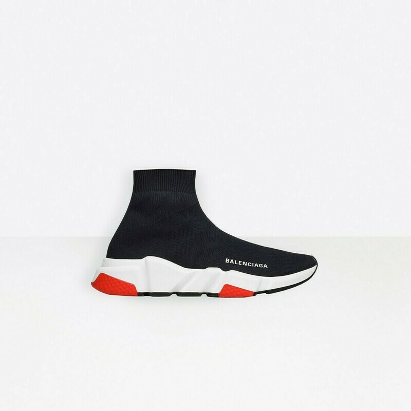 Balenciaga speed black sole red