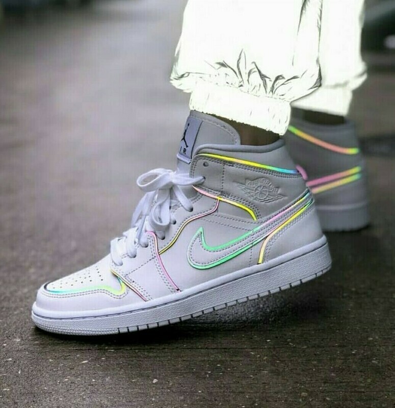 Jordan 1 Mid Iridescent Reflective White*