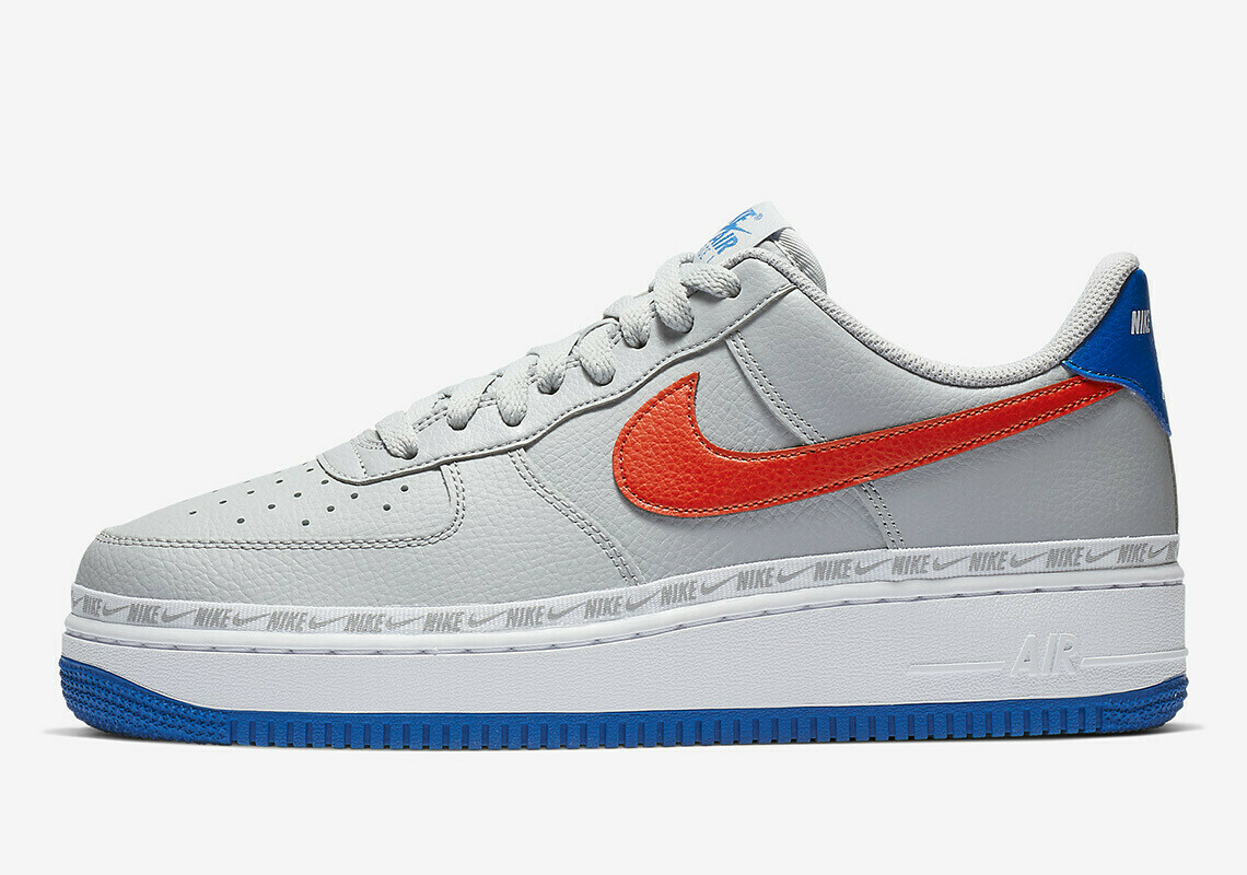 Nike air Force 1 overbranding light Grey red blue