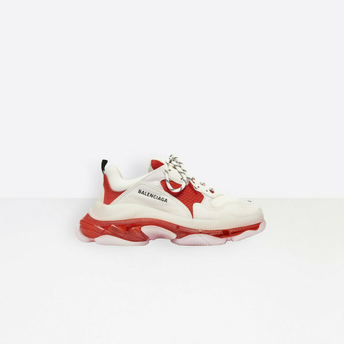 Balenciaga triple s clear sole white red