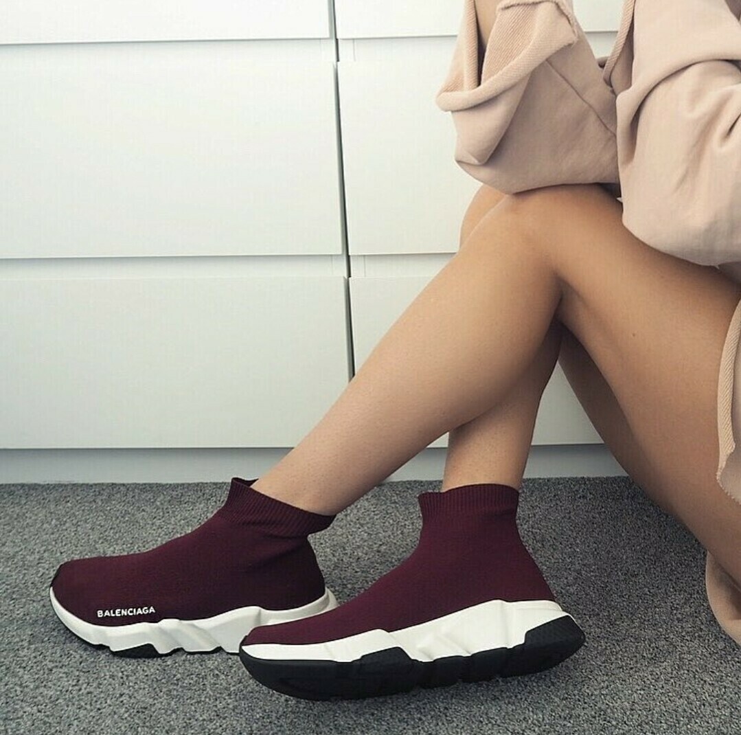 Balenciaga speed black sole Bordeaux