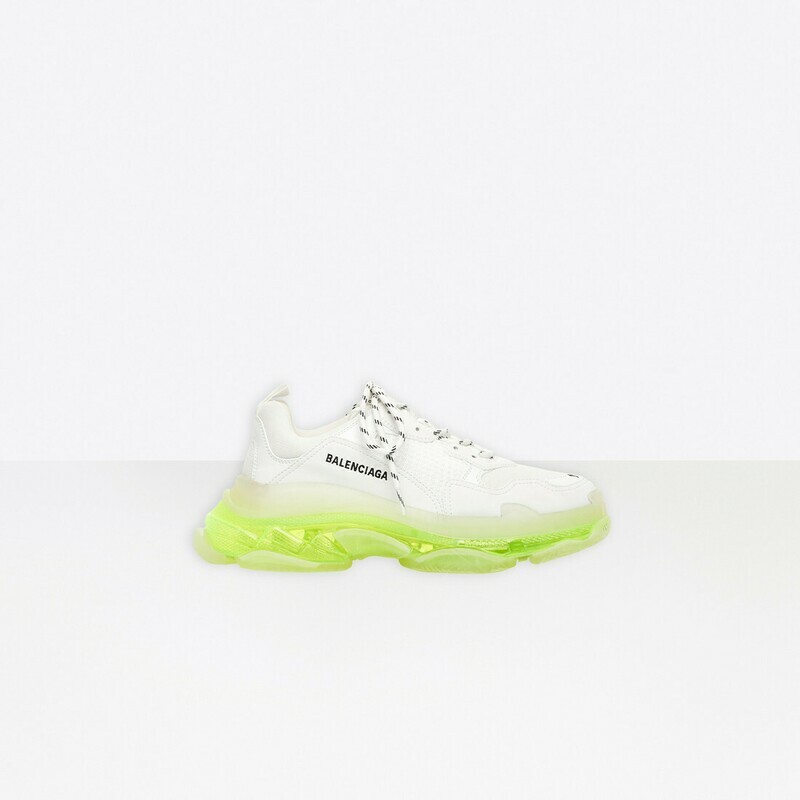 Balenciaga triple s clear sole white yellow fluo