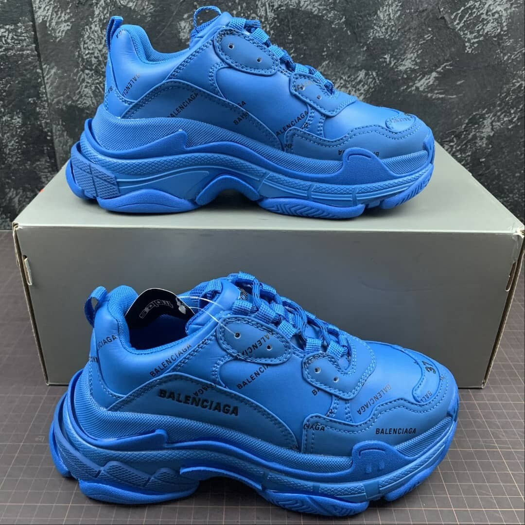 Balenciaga triple s blue logo allover