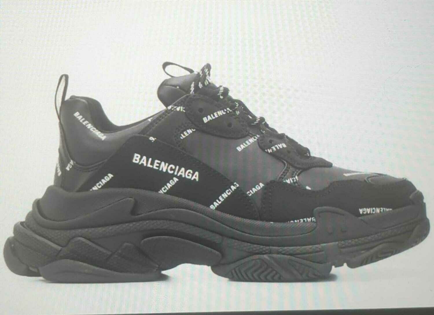 Balenciaga triple s black logo allover