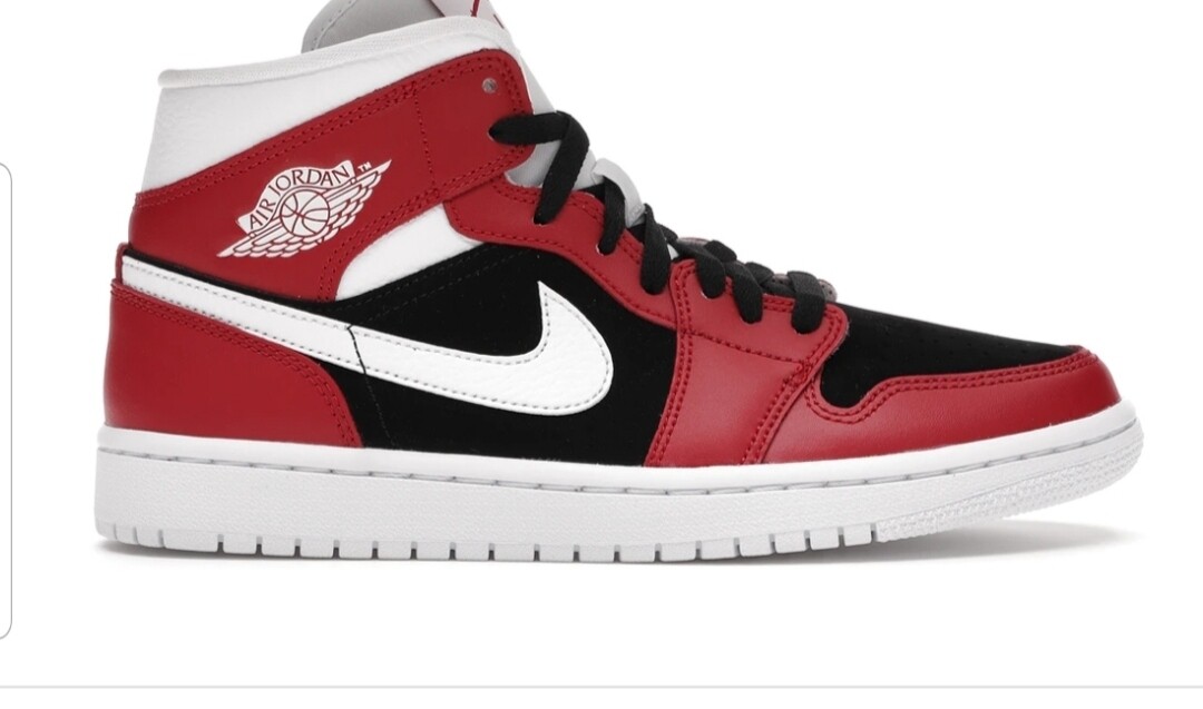 Jordan 1 mid White Gym Red Black 