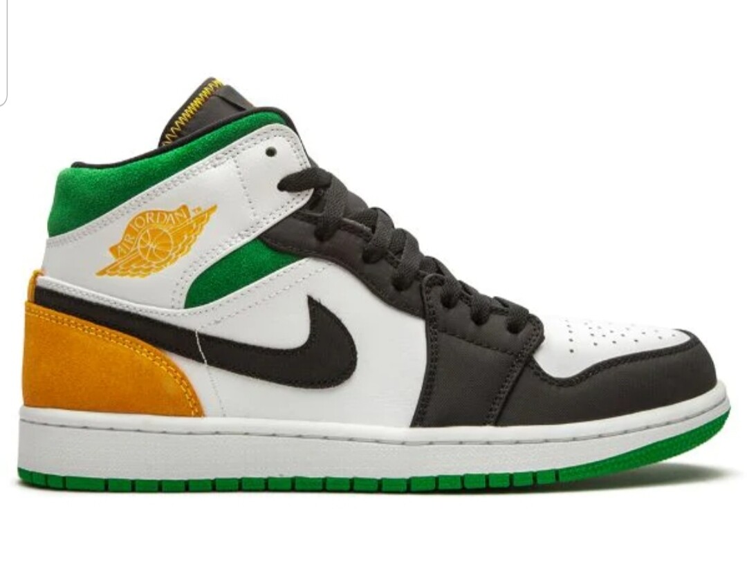  Jordan  1 Mid Oakland Laser Orange Lucky Green 
