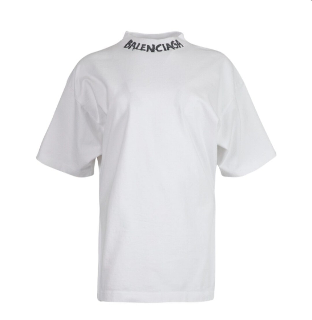 T-shirts Balenciaga scribble logo curved tee