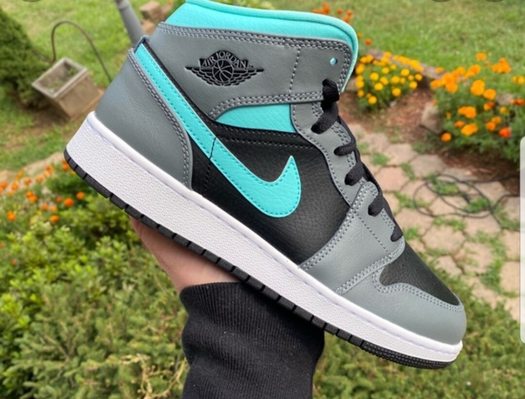  air jordan 1 mid Grey Acqua (GS) 