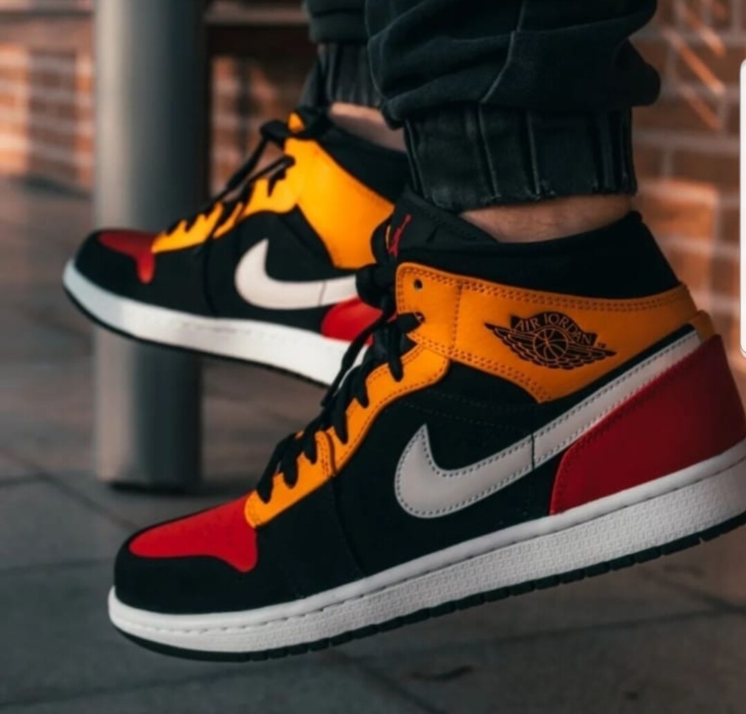 Air Jordan 1 Mid black yellow orange 