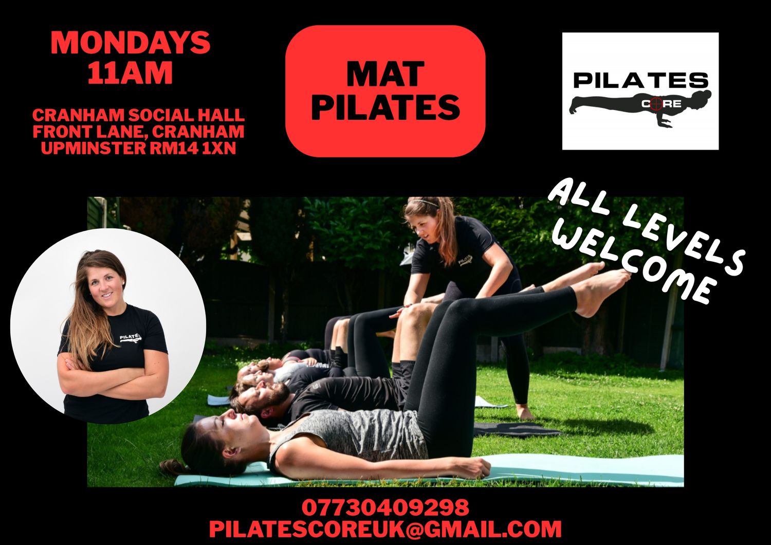 Mat Pilates Mondays 11am @ Cranham Social Hall, Upminster
