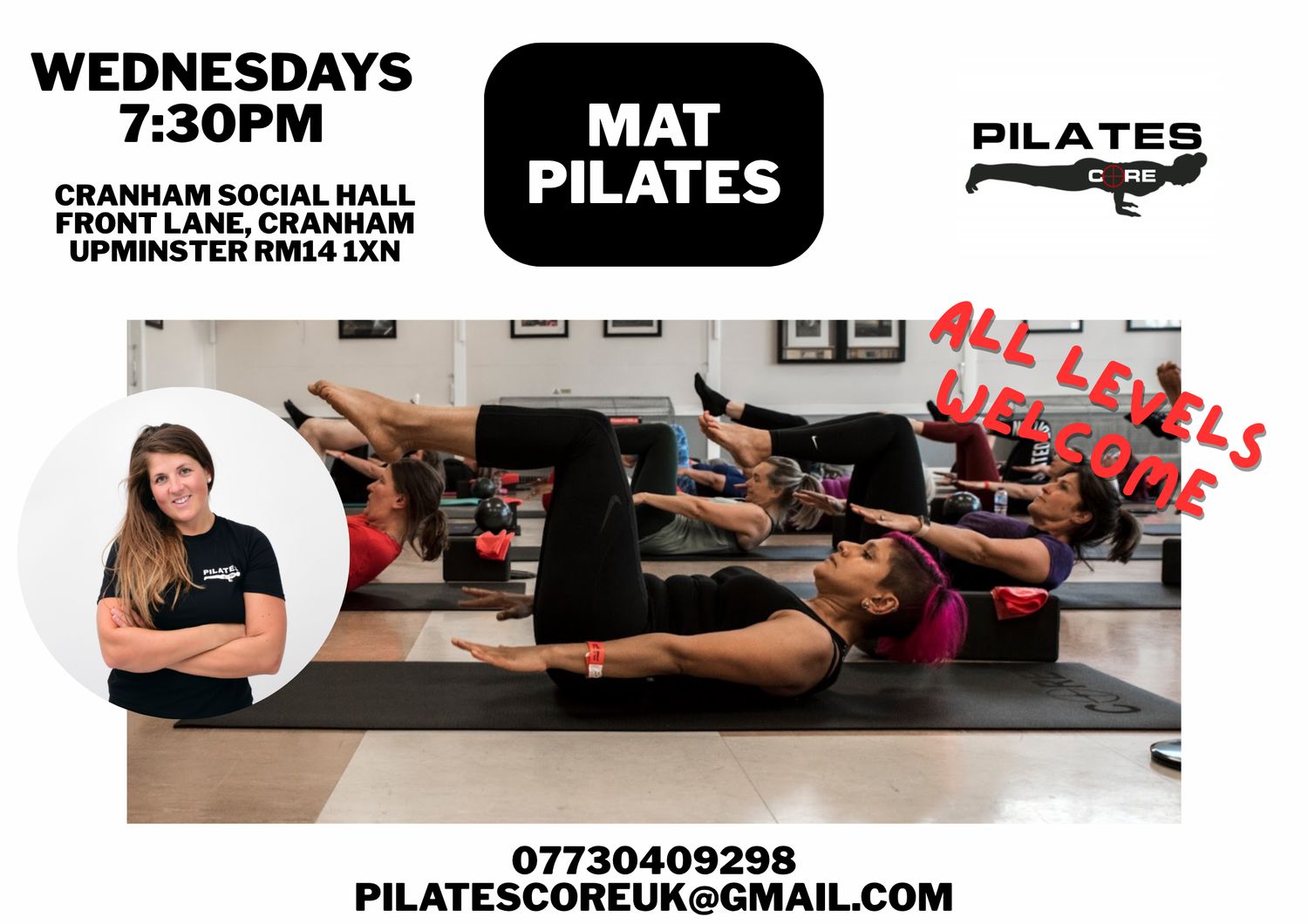 Mat Pilates Wednesdays 7:30pm @ Cranham Social Hall, Upminster