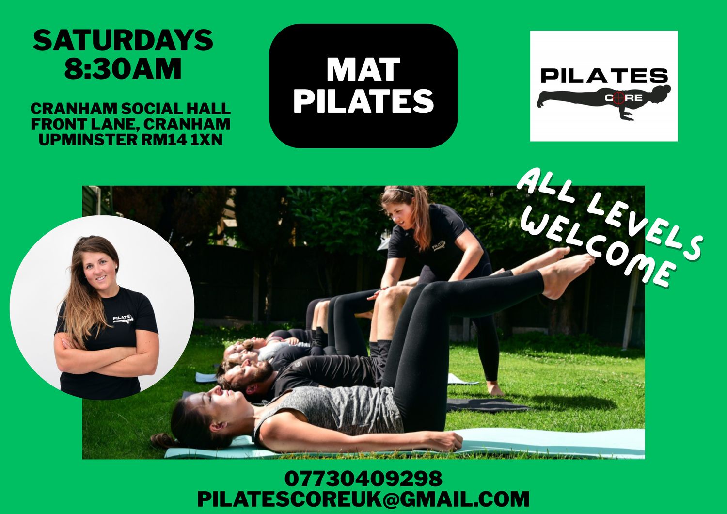 Mat Pilates Saturdays 8:30am @ Cranham Social Hall, Upminster