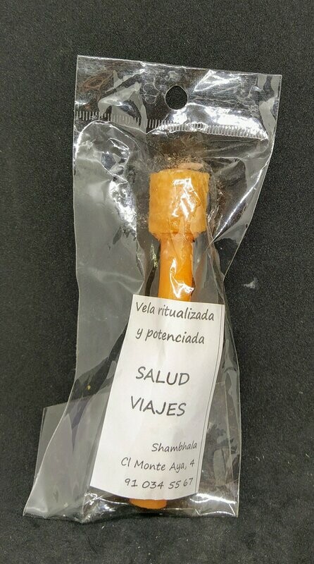 ​​Vela ritualizada y potenciada con miel naranja. Salud y viajes.