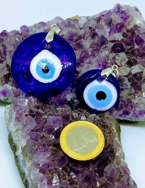Colgante de ojo turco en cristal, metal. Grande