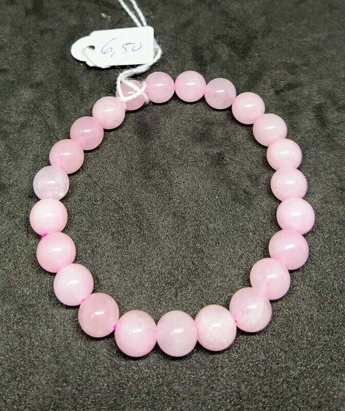 Pulsera elástica de cuarzo rosa bola de 6mm