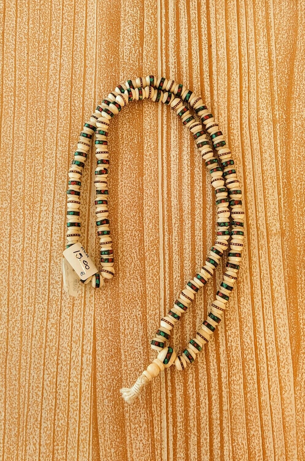 Japa Mala de hueso con turquesa y jaspe incrustados