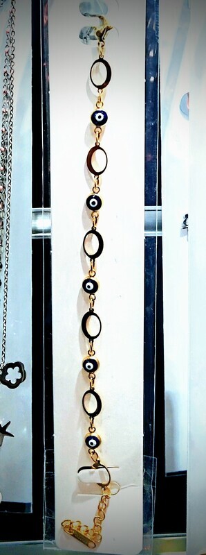 Pulsera en acero de ojo turco color oro