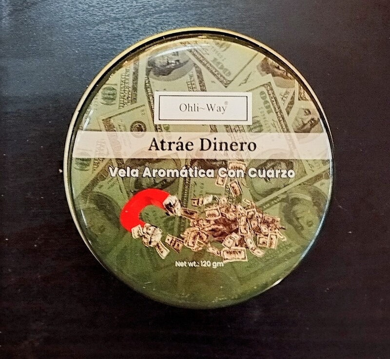 Vela aromática con cuarzo: ATRAE DINERO