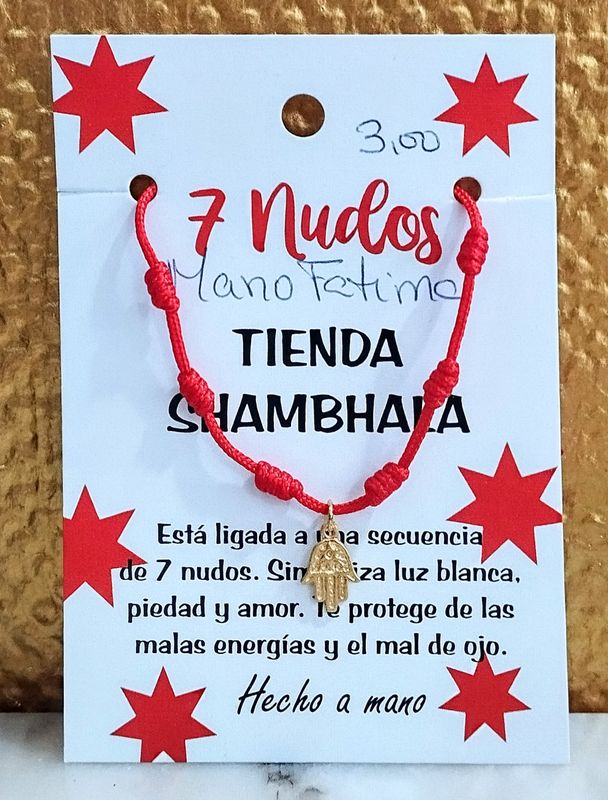 Pulsera de siete nudos con mano de Fátima - Super protección