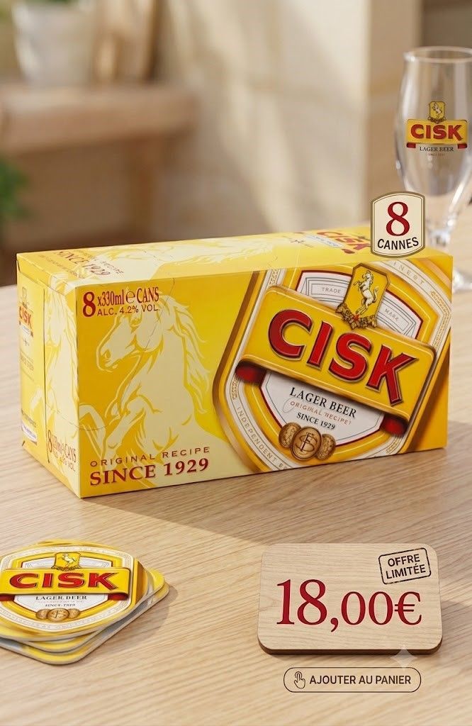 ? Pack Cisk Lager - L'Icône de Malte Pack de 8 canettes de 33cl.