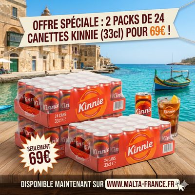 2 Packs de 24 Canettes Kinnie – 33cl : Le Goût Authentique de Malte. Livraison Offerte! En France!