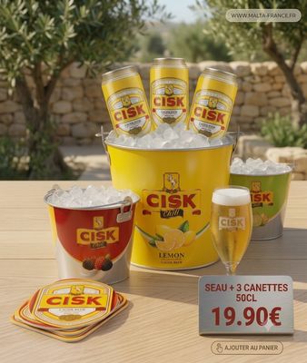 ? Pack Apéro Maltais : 1 Seau à Glace Cisk + 3 Canettes Cisk Lager (50cl) ? Pack Apéro Maltais : 1 Seau à Glace Cisk + 3 Canettes Cisk Lager (50cl)