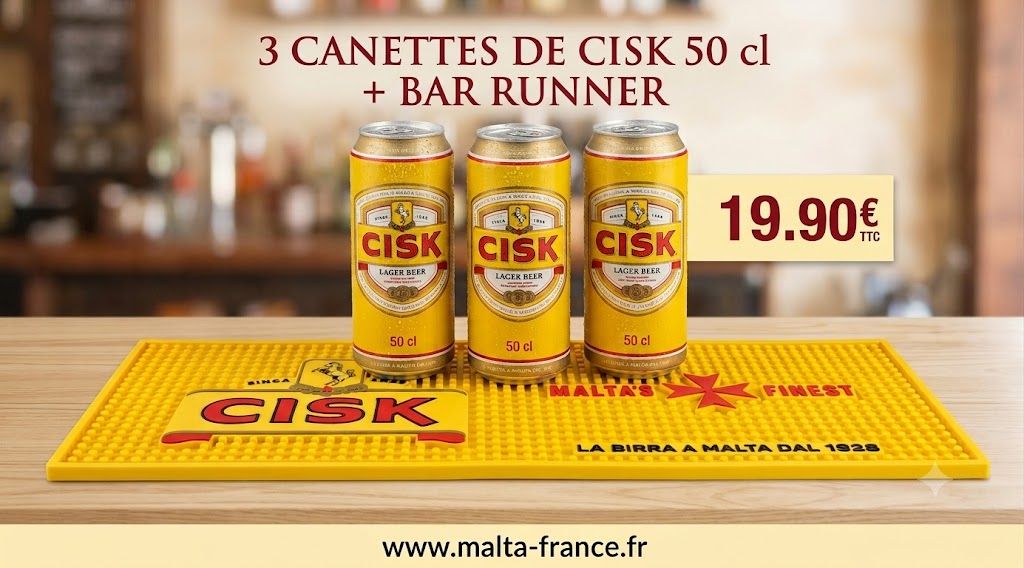 Bar Runner Cisk et Cisk Strong + 3 Canettes Cisk Lager (50 cl)