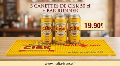 Bar Runner Cisk et Cisk Strong + 3 Canettes Cisk Lager (50 cl)