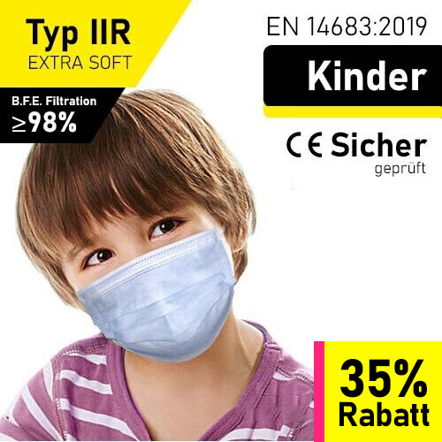 Kindermasken - Typ IIR - 50er Packung CE EN 14683:2019