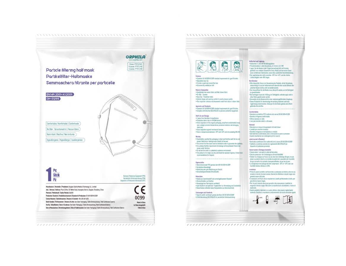 Orphila Medical FFP2 Atemschutzmaske - 10er Packung / TÜV-Rheinland geprüft  - Kinder Masken kaufen | Farbige Schutzmasken für die Kleinsten
