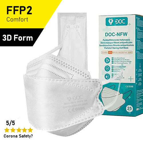 DOC FFP2-Masken (3D-Design) Weiss - 25er Box