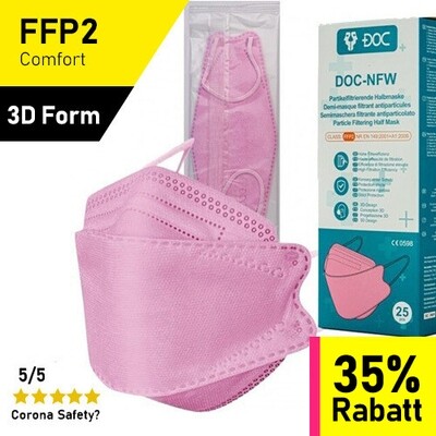 DOC FFP2-Masken (3D-Design) Pink - 25er Box
