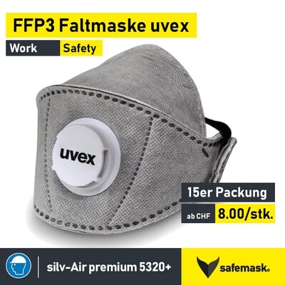 FFP3-Atemschutz-Faltmaske uvex silv-Air 5320+ premium