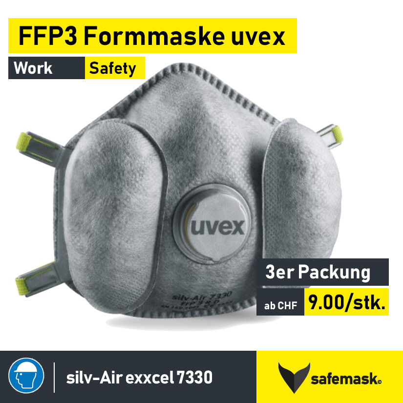 FFP3-Atemschutz-Formmaske uvex silv-Air e 7330 - Acheter des masques en  tissu | Masques textiles certifiés | Entrepôt suisse