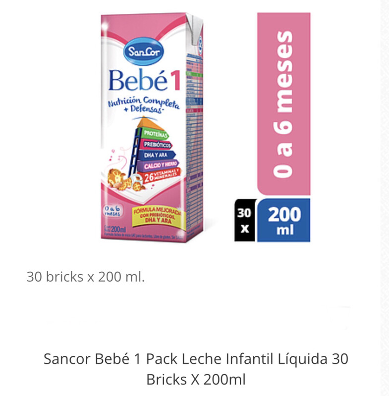 Leche infantil líquida SANCOR BEBÉ 1