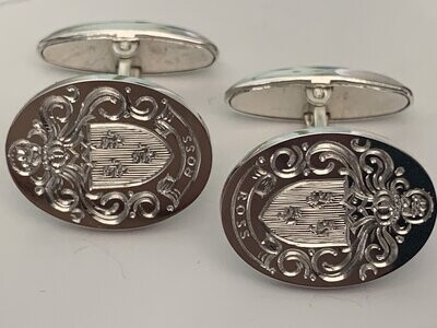 Heavy weight sterling silver oval cufflinks